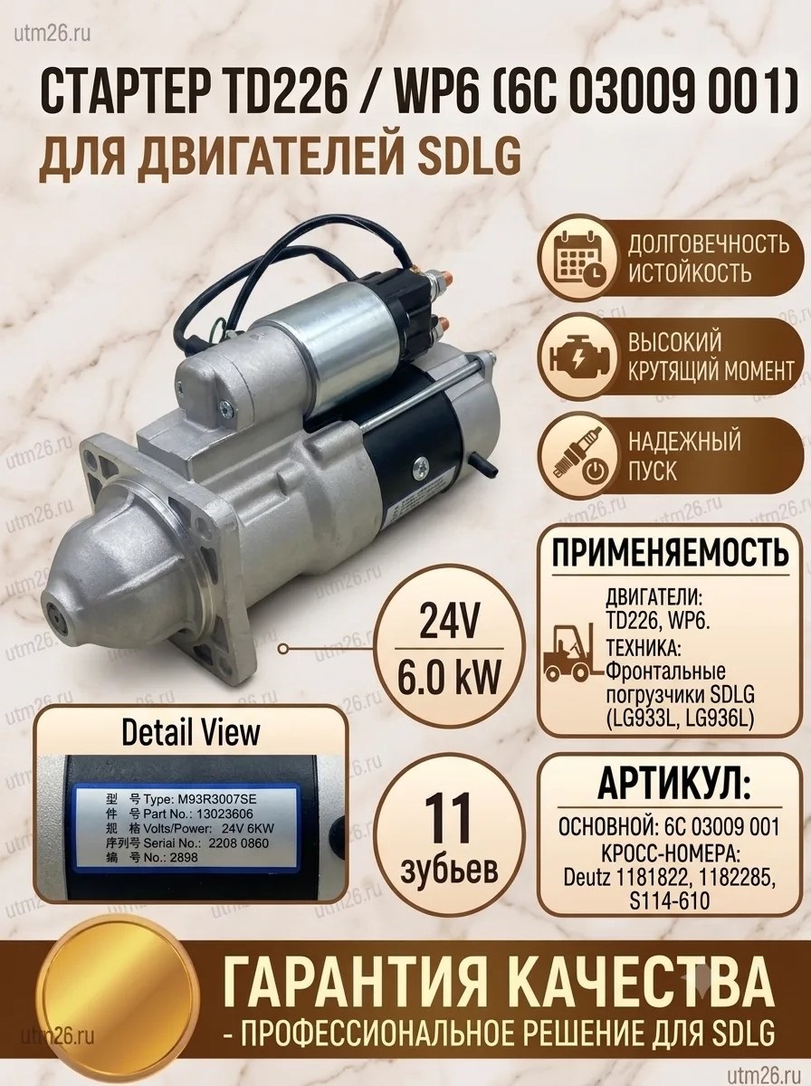 Стартер SDLG 933, 936